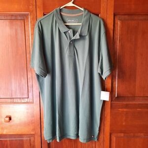 NWT Eddie Bauer 100% cotton sage green short sleeve polo shirt size XL Tall